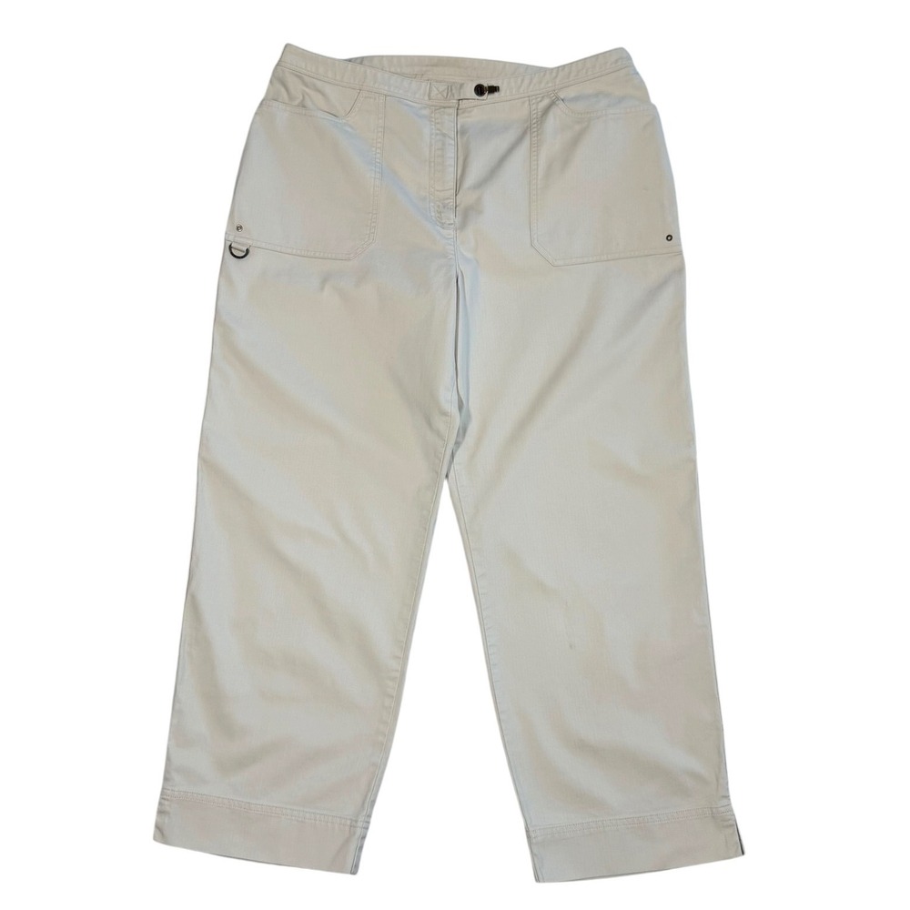 Lauren Ralph Lauren Bali Dry Goods Cotton Twill Cropped Wide Leg Pants Beige 16